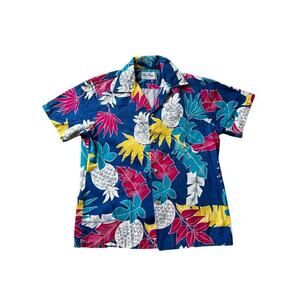 Vintage 80's, 90;s  Kai Nani Pineapple Hawaiian Shirt; size men's M, 100% cotton